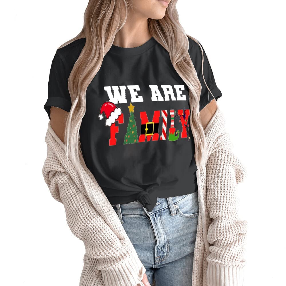 Merry and Bright Shirt Christmas T-Shirts for Family Couple Outfit Tee Parent-Child Short Sleeves Christmas Top