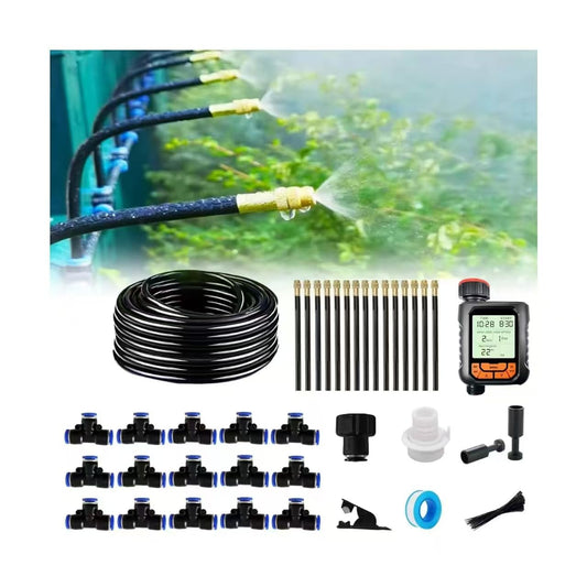 New drip Irrigation kit, Automatic Garden Watering System, Quick Connector and 360-degree Bending Dropper atomizing Copper Nozzle, Garden Plant Lawn Courtyard Watering System. (65FT Ⅱ)