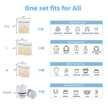 GOGOODA Set of 7 Mesh Laundry Bags for Delicates Wash Bags for Lingerie, Laundry, Hosiery, Blouse, Underwear, Pantyhose, Socks, Shoes