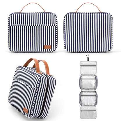 Hanging Travel Toiletry Bag, Large Capacity Wash Bag Waterproof Cosmetic Bag Makeup Organizer with 4 Compartments & 1 Sturdy Hook for Women/Men