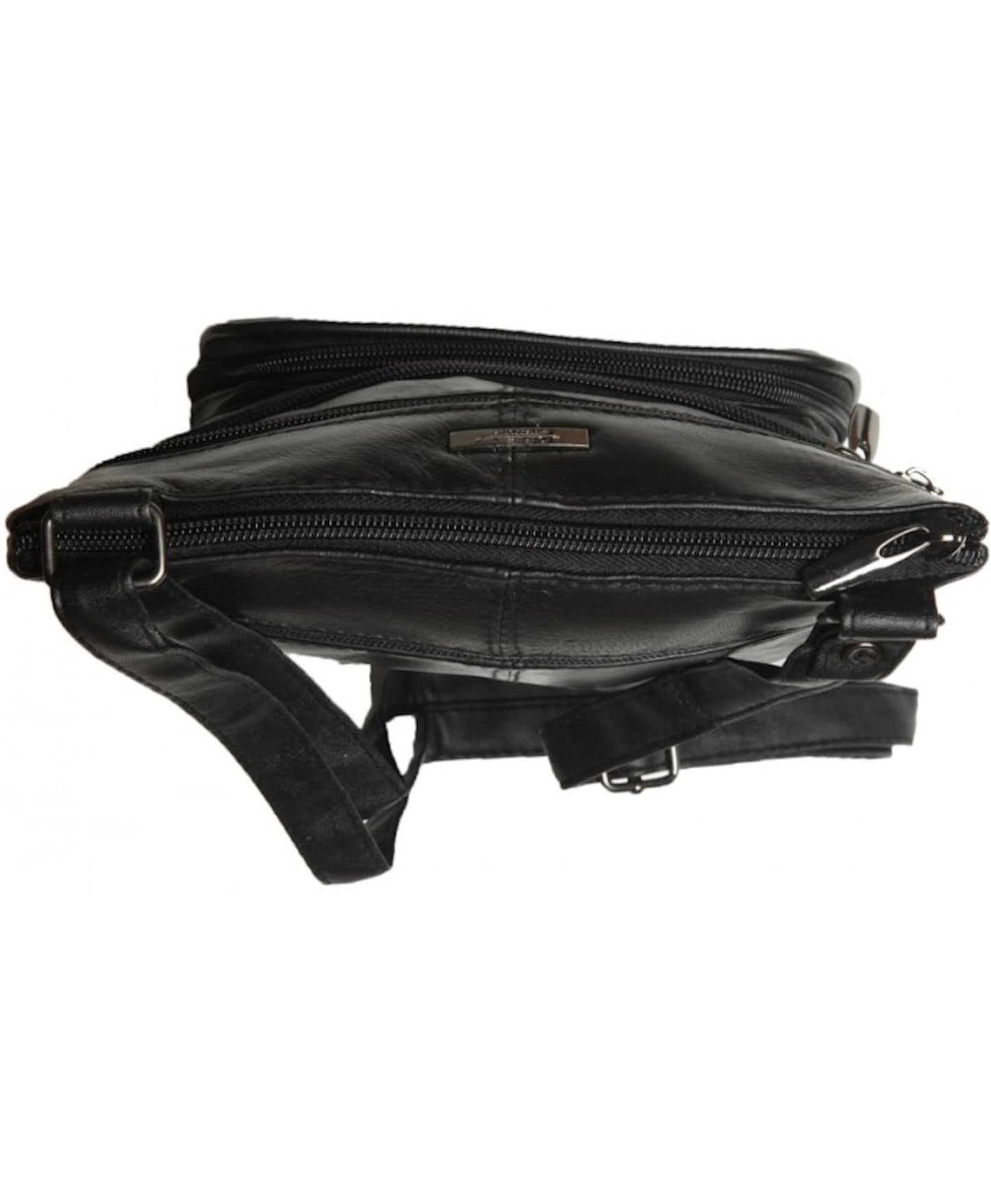 Ladies / Womens Super Soft Leather Shoulder / Cross Body Bag with Multiple Pockets (Black)