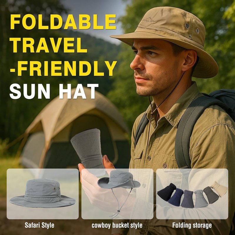 Waterproof XL XXL Oversized Men's Sun Hat | Fishing Bucket Boonie with UV Protection & Wide Brim