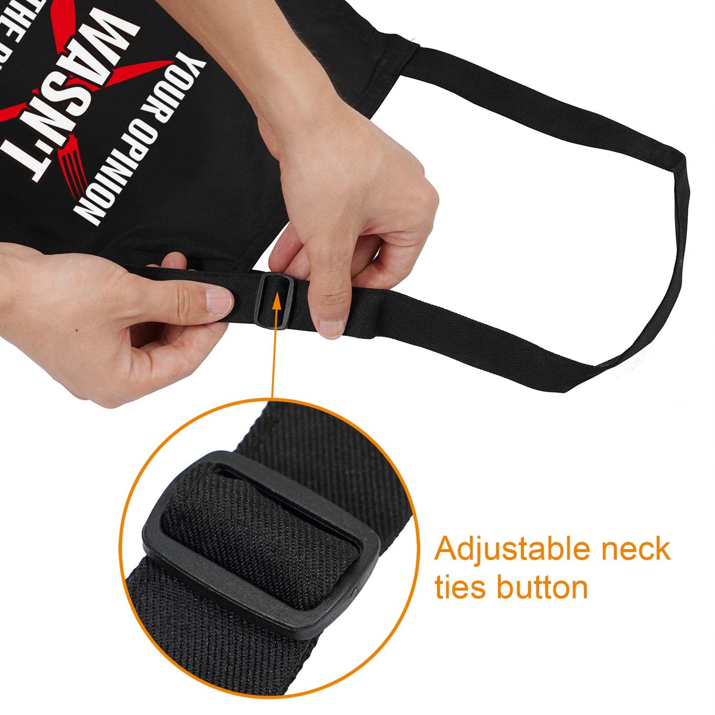 Somhe YOUR OPINION WASN'T IN THE RECIPE - Funny Black Apron with 2 Pockets Adjustable Neck Strap Best Gifts for Husband, Dad, Friends, Birthday, Christmas, Thanksgiving, Cooking Apron for Men & Women