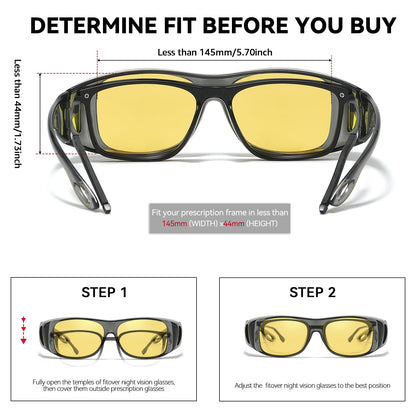 LVIOE Night Driving Glasses Polarised Fit Over Glasses, Lightweight Rectangle Frame,Reduce Headlight Glare for Night Vision