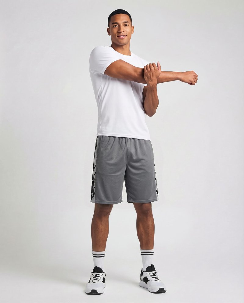 Real Essentials 5 Pack: Men’s 9" Mesh Shorts – Athletic Gym, Workout, Basketball, Running, Casual Lounge Activewear Pockets, Set 2,L