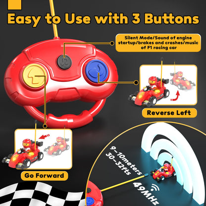 Lehoo Castle Toys for 1 2 3 Year Old Boy, Remote Control Cars for Kids Age 3, Pop-up RC Race Car 2 Year Old Boy Toys, Gifts for 1-3 Year Old Boys with Lights & Music