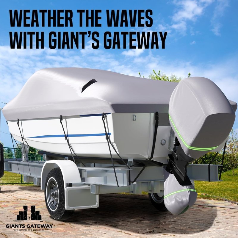 Heavy-Duty Waterproof Boat Cover 20-22 ft | 600D Oxford Marine Grade Polyester for V-Hull, Bass, Jon & Pontoon Boats