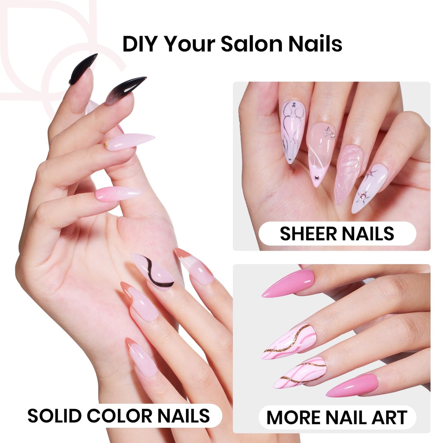 Beetles Tipex Instant Apex Nail Tips Halloween Nails, Stiletto Medium, 192pcs 16 Sizes, Pre-Building Pre-Etched Strong Thicker Strong Acrylic Tips