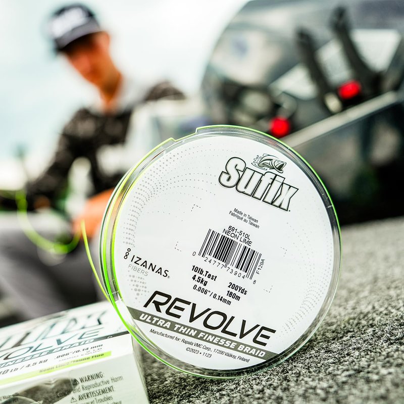 Sufix Revolve Braided Fishing Line, High-Performance Braid with Smooth Casting and Durability, Neon Lime, 12 lb