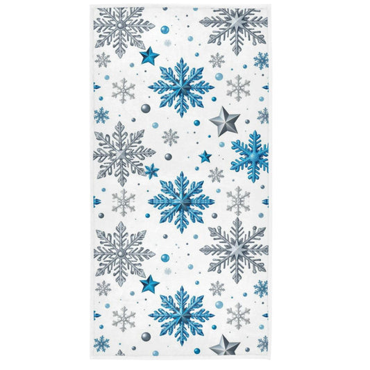 Christmas Snowflake Hand Towels Ultra Soft Winter Blue Silver Towels Kitchen Fingertip Towel Washcloths Highly Absorbent SPA Gym Guest Shower Towels Xmas Bathroom Decor 16 x 30 in