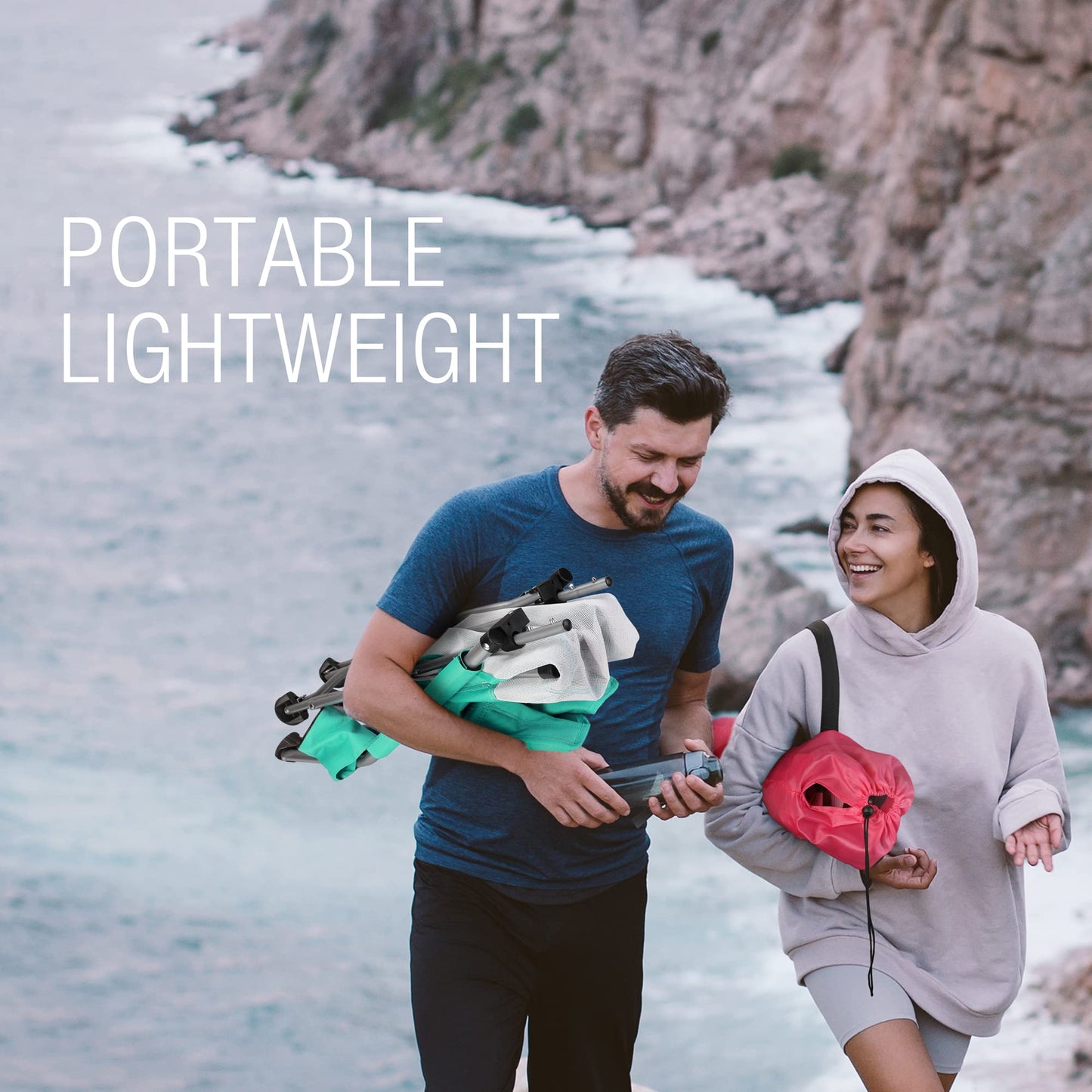 HAUSHOF High Back Beach Chair, Mesh Back Folding Chair, Lightweight Low Seat Camping Chairs with Cup Holder, Carry Bag, Padded Armrest for Outdoor Beach Lawn Camping Picnic Festival