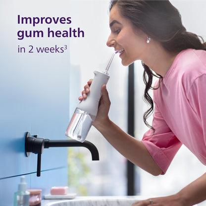 Philips Sonicare Cordless Power Flosser 3000 - Water Flosser with Innovative Quad Stream Technology, Oral Irrigator with 2 Flossing Modes and 3 Pressure Levels, IPX7 Waterproof, Black, HX3826/23