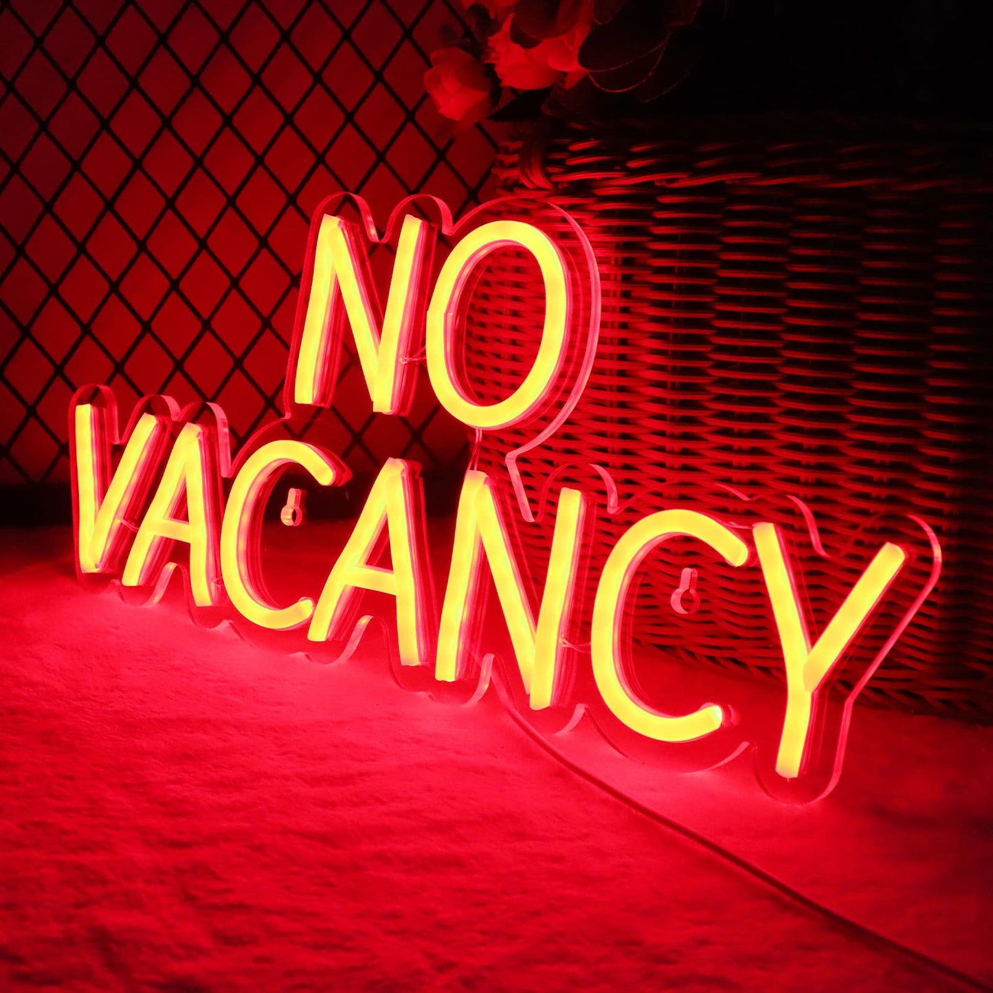 JFLLamp NO VACANCY Neon Signs for Wall Decor Neon Lights for Bedroom Led Business Signs Suitable for Hotels Christmas Birthday Party Unique Gift for Lover, 5V Power Adapter, 16 * 7.3 Inch(Red)