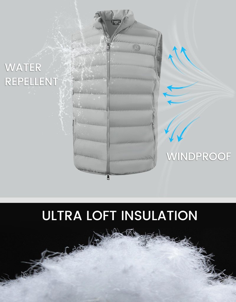 M MAELREG Mens Vest Lightweight Packable Quilted Warm Puffer Outerwear Winter Zip Up Sleeveless Jacket Golf Hiking