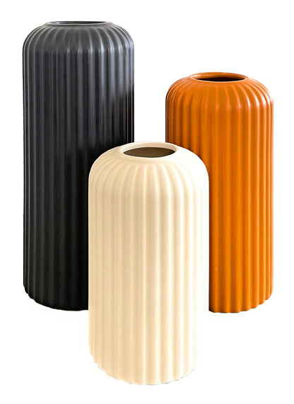 Rumi Decor Modern Ceramic Vases for Living Room, Coffee Table, Home, Fireplace, Shelf Accents, Dining Table - Black