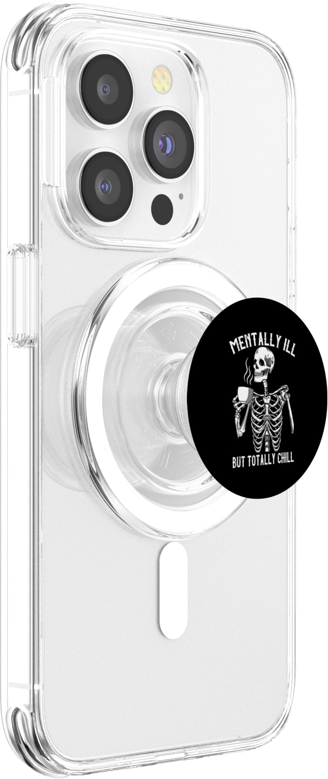Skeleton Mentally ILL But Totally Chill Halloween Design PopSockets PopGrip for MagSafe