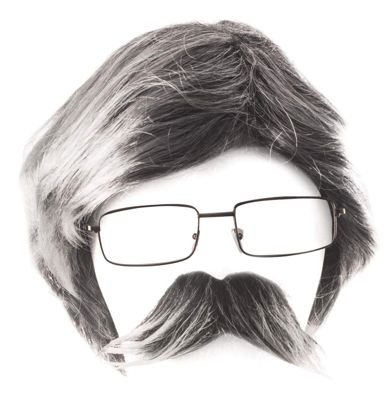 Tigerdoe Old Man Wig Costume - 3 Pc Set - Dress Up Set - Grey Wig, Mustache, Glasses - Grandpa Costume Accessories