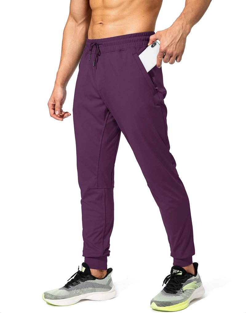 G Gradual Men's Sweatpants with Zipper Pockets Athletic Pants Traning Track Pants Joggers for Men Soccer, Running, Workout(Wine Red,S)