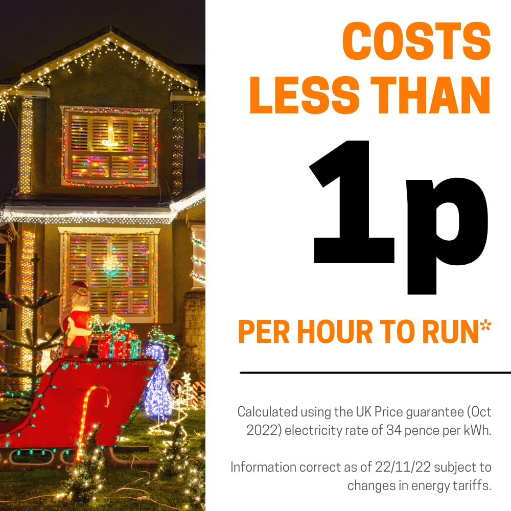 ANSIO® Christmas Lights 1000 LED 12m/39ft Cluster Christmas Tree Lights for Indoor & Outdoor Warm White Decorations Fairy Lights with Timer for Xmas Garden & Party | Mains Powered Green Cable