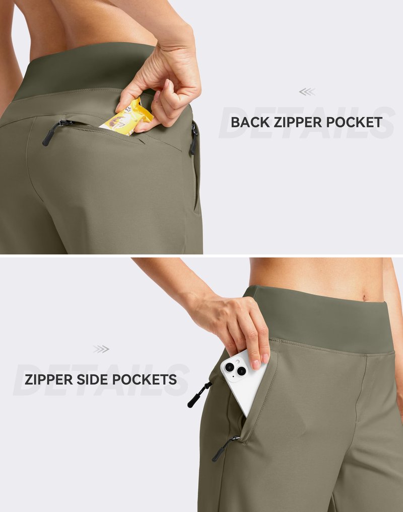 SANTINY Women's 5''/ 7''Hiking Shorts with 3 Zipper Pockets Lightweight Quick Dry Golf Shorts for Women Athletic Walking (Grey Sage_7-M)