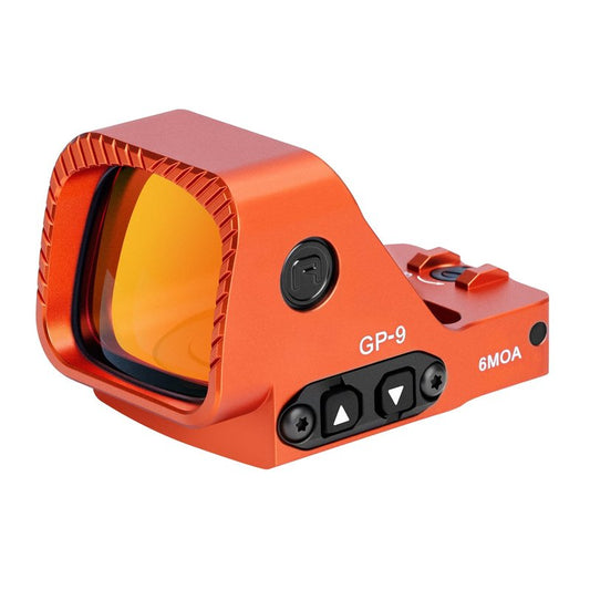 6 MOA Large Window Red/Green Dot Sights - GOWUTAR GP-9 RMR Footprint Red Dot Optic - Motion Awake - 7075 Aluminum IPX7 Waterproof Open Reflex Sights (Red Dot, Orange)