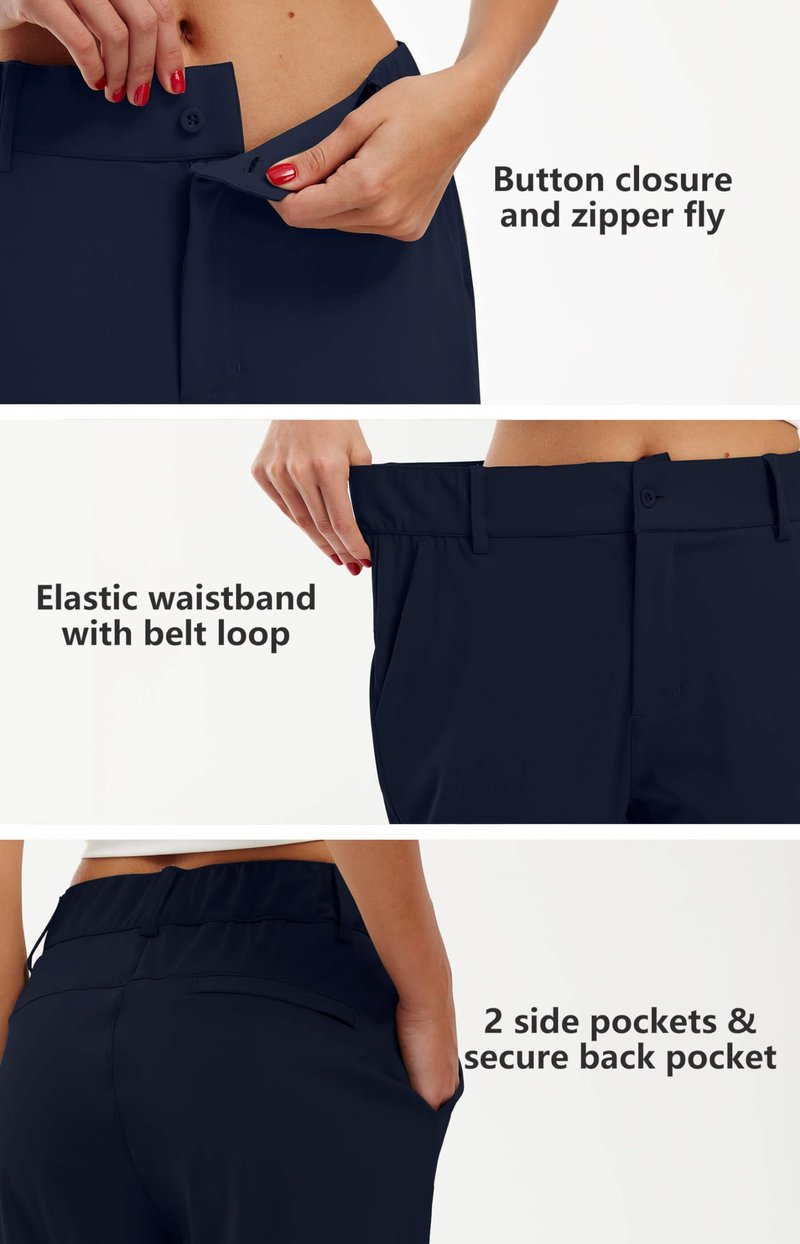 Libin Women's 4-Way Stretch Golf Joggers Pants with Pockets, Tapered Athletic Running Sweatpants, Work Dress Casual Slacks for Women, Navy Blue S