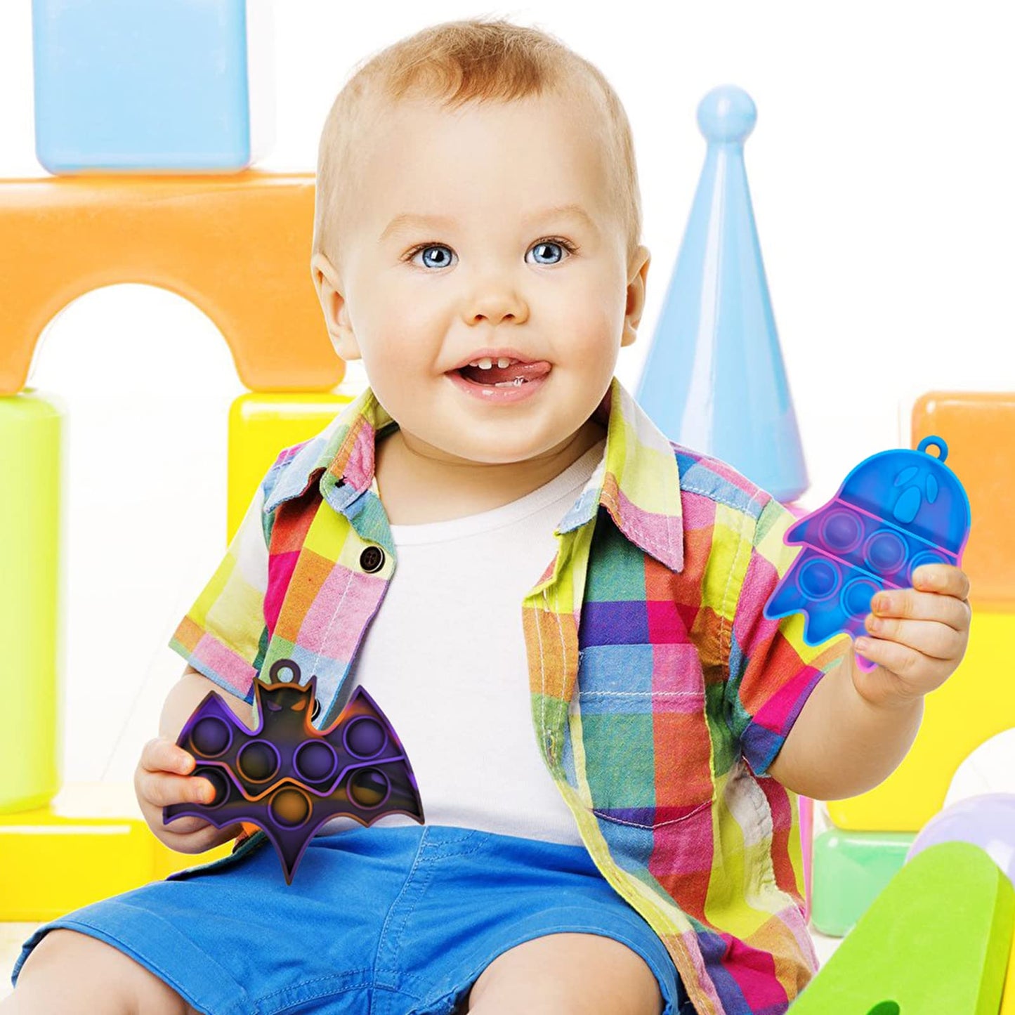 Halloween Mini Push Pop Bubble Fidget Toy, Keychain Bubble Pop Desk Toy, Fidget Keychain Relieve Anxiety Stress Pop Fidget Toy (60pcs)