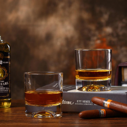 Hand Blown Crystal Skull Whiskey Glasses, Set of 2 Bourbon Glasses In Gift Box - 10 Oz Old Fashioned Glasses for Scotch, Cocktail, Rum - Perfect Gifts for Halloween, Christmas, Thanksgiving for Men