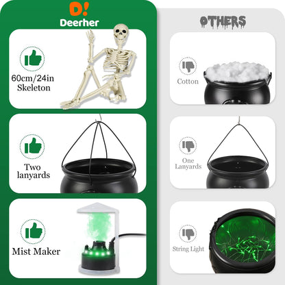 Halloween Decorations Outside - Large Witches Cauldron on Tripod with Skeleton & Fog Maker - Skeleton Halloween Party Decor for Outdoor Yard Home Porch