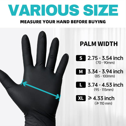 Beastek Black Nitrile Exam Gloves, 4.0 Mil, 100 Pcs Disposable Gloves Powder-Free Latex-Free for Medical, Cooking, Food-Safe (Large)