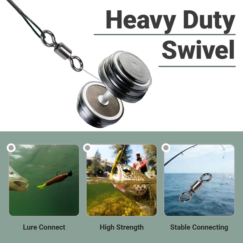 QISHUO Stainless Steel Swivels Fishing Lure Barrel Saltwater Swivel Fishing Strength Quick Change Fishing Swivels Rolling Black Nickel, 25pcs, 221lbs