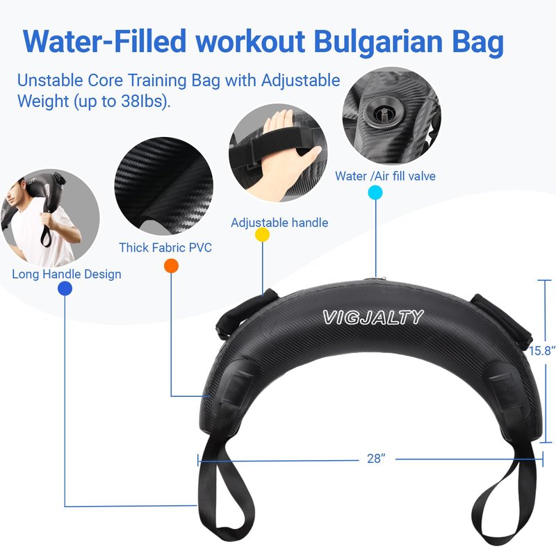 Aqua Bags-Water weight Bag Up to 38lbs - Unstable Core Water Weight Ball, Adjustable Workout Sandbag Alternative for Full-Body Exercise, Portable Stability & Balance Trainer for Instability Training