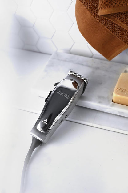 Andis 01815 Professional Master Adjustable Blade Hair Clipper, Carbon Steel T-Blade - Silver
