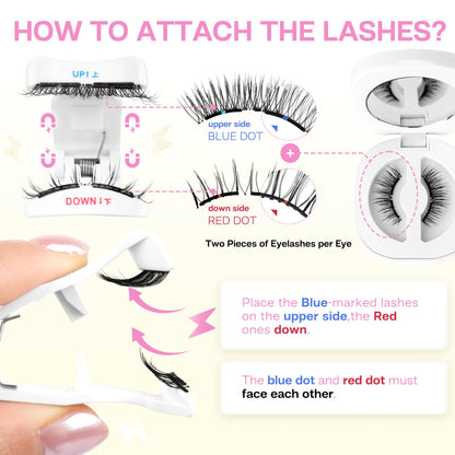 CALAILIS Magnetic Eyelashes with Applicator Upgrade Soft Magnetic Lashes Natural Look Reusable No Glue or Eyeliner Needed Easy to Wear and Remove (RC02)
