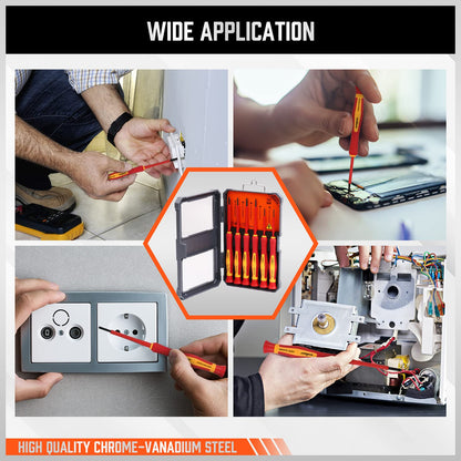 HORUSDY 1000V 6-Piece Mini Insulated Screwdriver Set, Magnetic Tip Mini Electrician Screwdriver Set Slotted(1.8mm,2.0mm2.5mm,3.0mm), Phillips: (PH00, PH0)
