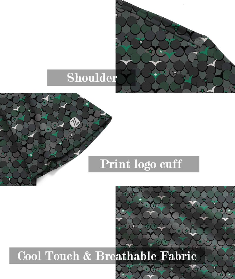 ZITY Men's Golf Shirts Short Sleeve Moisture Wicking Performance Print Patterns Casual Collared Golf Polo Shirt for Men Blackish Green