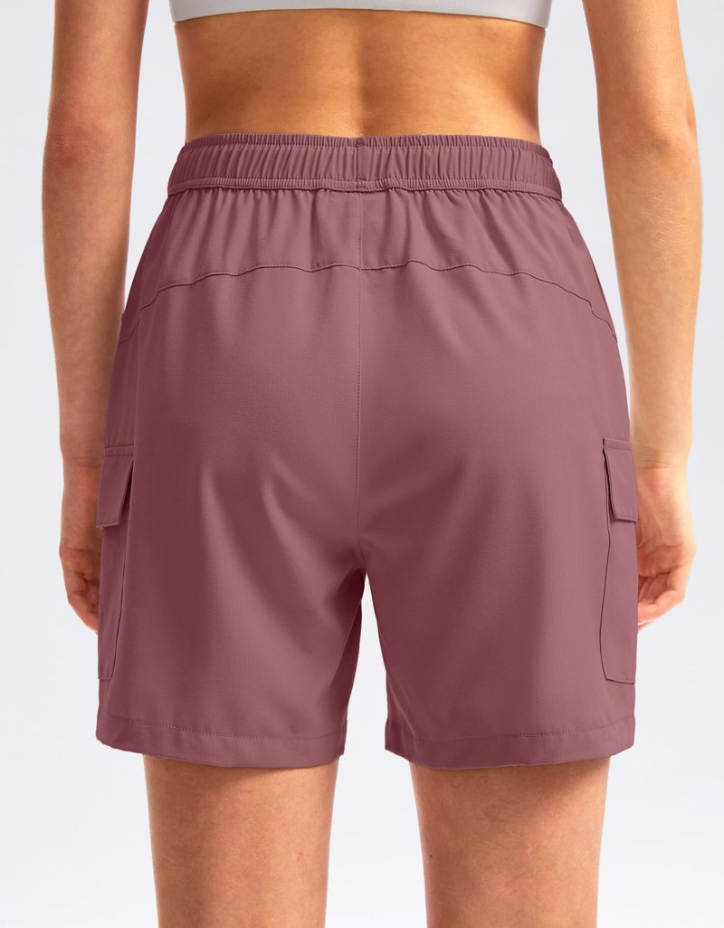 SANTINY Women's 5''/ 7''/9'' Hiking Cargo Shorts Quick Dry Lightweight Summer Shorts for Women Athletic Golf Zipper Pockets(Dusty Pink_L)