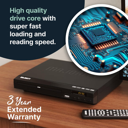 HDMI DVD Player for TV | 1080P Region Free DVD Players for Smart TV | Mini DVD Player with USB, CD & MP3 | HDMI Cable, RCA Cable & Remote Control Included | Majority-DVD