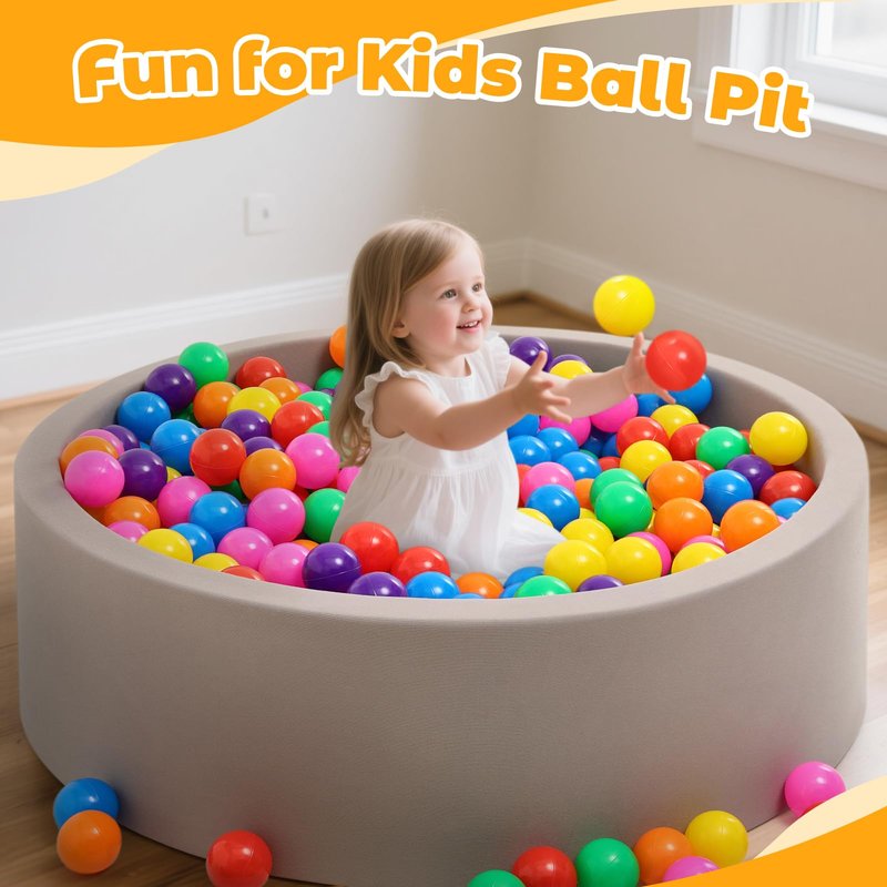 Suncuber Ball Pit Balls for Toddlers: 50 Colorful Non-Toxic Balls – BPA-Free, Phthalate-Free, Crush-Resistant Plastic, 2.2 Inches, Perfect Toy for Boys and Girls, Ideal for Ball Pit Play