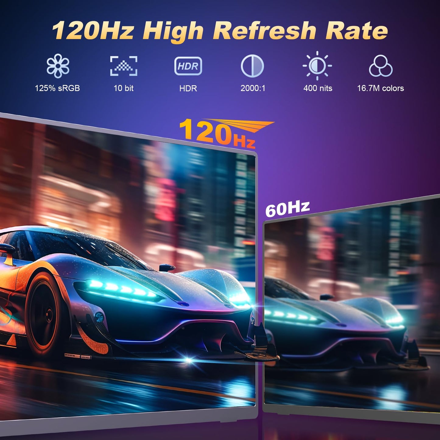 18.5 Inch Large Portable Monitor, 120Hz 1080P FHD IPS Portable Travel Second Screen Display for Laptop/Phone/Xbox PS4/5, 125% sRGB, Dual Speakers, VESA & Smart Cover