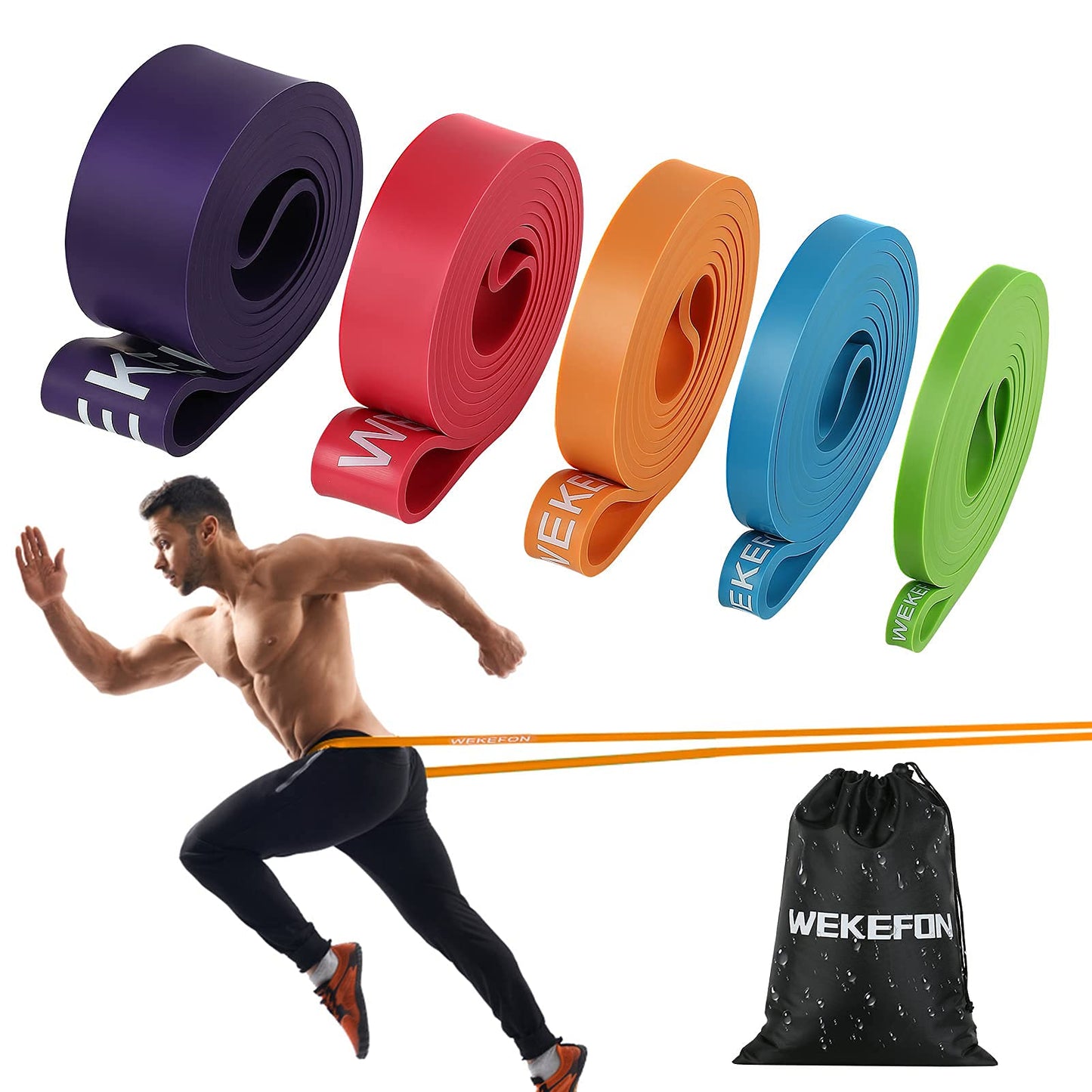 WEKEFON Pull Up Assistance Bands 5-170 lbs Thick Heavy Duty Resistance Bands Set for Men & Women, Exercise Bands Stretch Workout Band for Body Training, Crossfit Mobility Fitness Assist Bands Set of 5