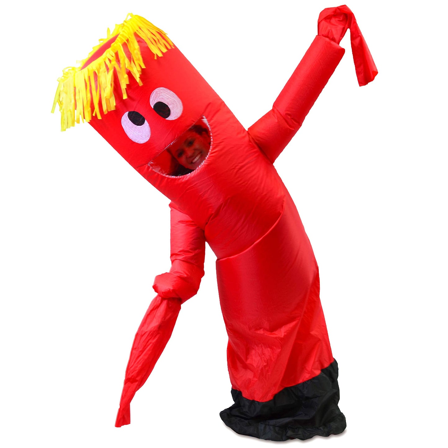 Spooktacular Creations Halloween Inflatable Costume Adult, Tube Man Blow up Costume, Air Dancer Wacky Waving Arm Inflatable Suit for Cosplay Themed Parties, Red
