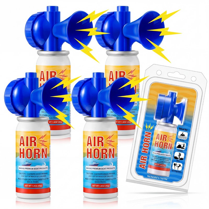 ElectricWise 4 Pack 1.4oz Mini Air Horn, 122DB Very Loud Air Horns Can, Marine Boat Horns for Safety, Meet Coast Guard, Fog Blow Horn Boat Accessories, Ideal for Boating, Camping, Hiking