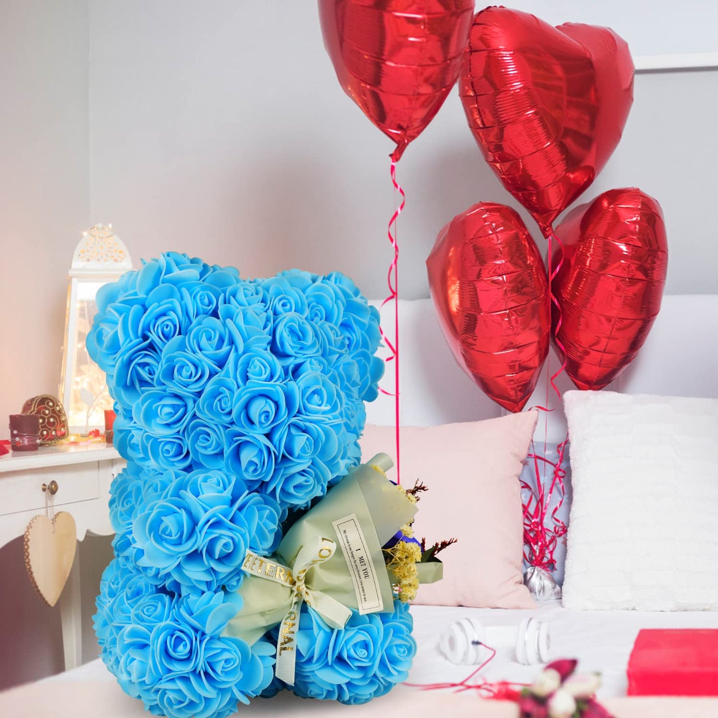 Valentines Day Gifts for Her Rose Bear for Women, Artificial Rose Teddy Bear Birthday Bouquet, Mother's Day Rose Gift, Perfect for Wife, Mom, Grandma (Rose Red)