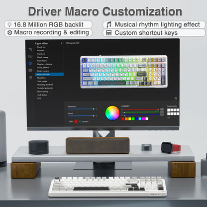 AULA F99 Wireless Mechanical Keyboard,Tri-Mode BT5.0/2.4GHz/USB-C Hot Swappable Custom Keyboard,Pre-lubed Linear Switches,RGB Backlit Computer Gaming Keyboards for PC/Tablet/PS/Xbox