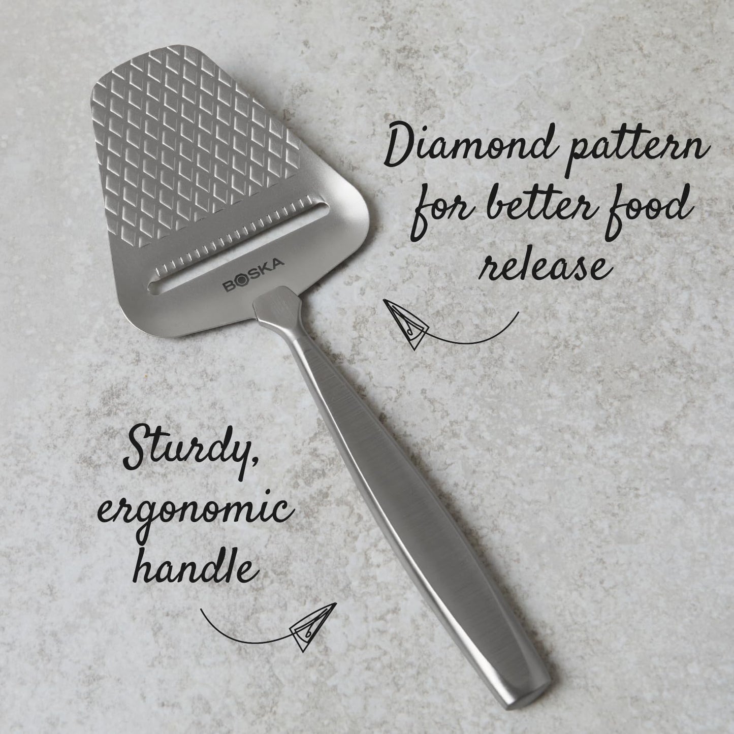 BOSKA Monaco+ Premium Cheese Slicer - Award Winning Cheese Cutter for Block Cheese, Cheddar up to Parmesan - Quilted Pattern reduces Resistance - Non-stick & Ergonomic Handheld