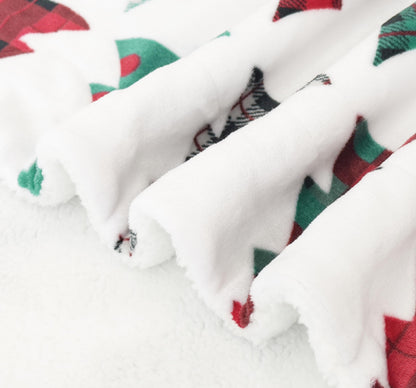 Elegant Comfort Reversible and Ultra-Plush Flannel Fleece-Winter Christmas Sherpa Throw- Lightweight Soft and Cozy-Holiday Decorative Throw, Perfect for Lounging, 50 x 60 inches, Plaid Christmas Tree