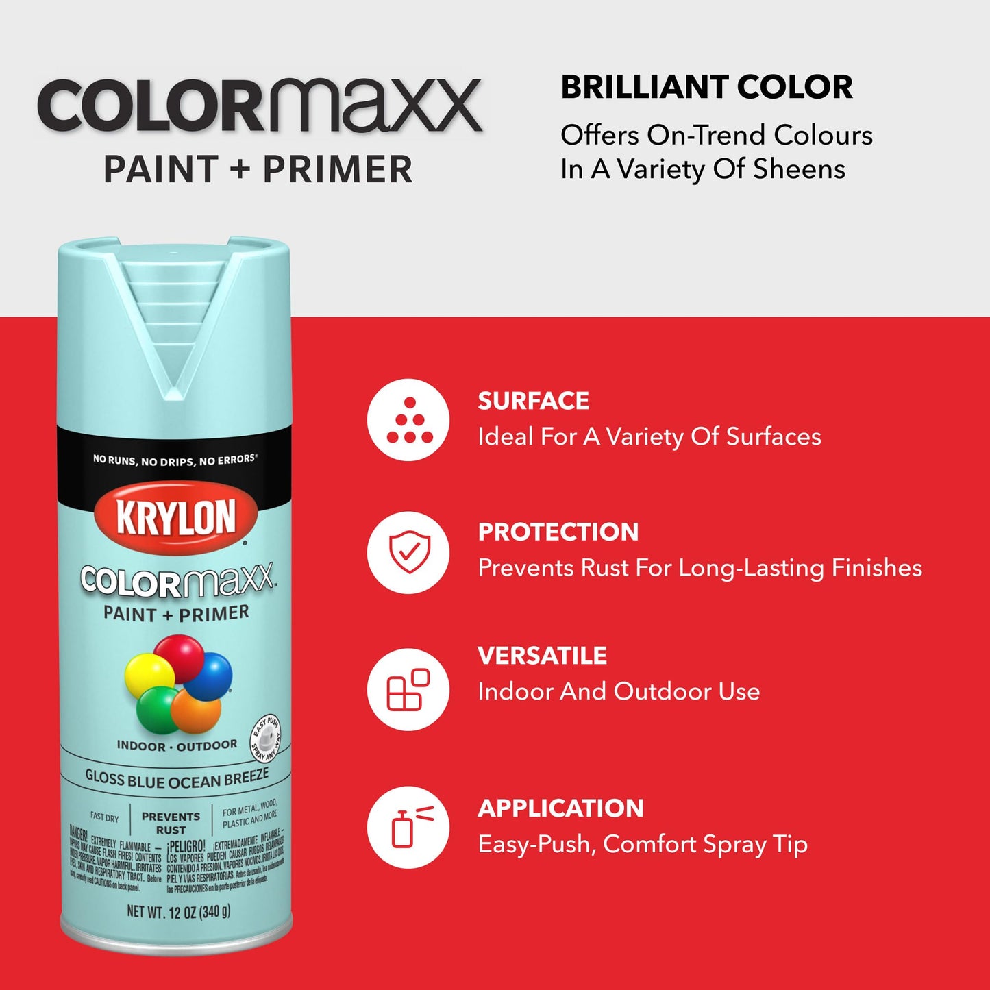 Krylon ColorMaxx 12 Oz. Gloss Spray Paint, Blue Ocean Breeze - 1 Each