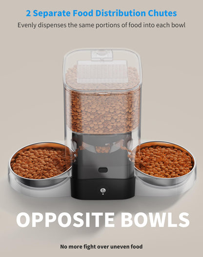HoneyGuaridan Automatic Cat Feeder, 2.4G WiFi Smart Pet Feeder with APP Control for Remote Feeding, 3.5L Timed Cat Food Dispenser Programmable 1-6 Meals, for 2 Cats & Dogs
