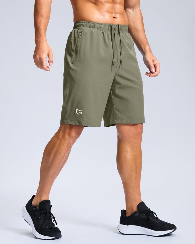 G Gradual Men's Athletic Running Shorts with Zipper Pockets Quick Dry 7"/ 5"/ 9" Workout Gym Shorts for Basketball Hiking(Sage Green,9XXXL)